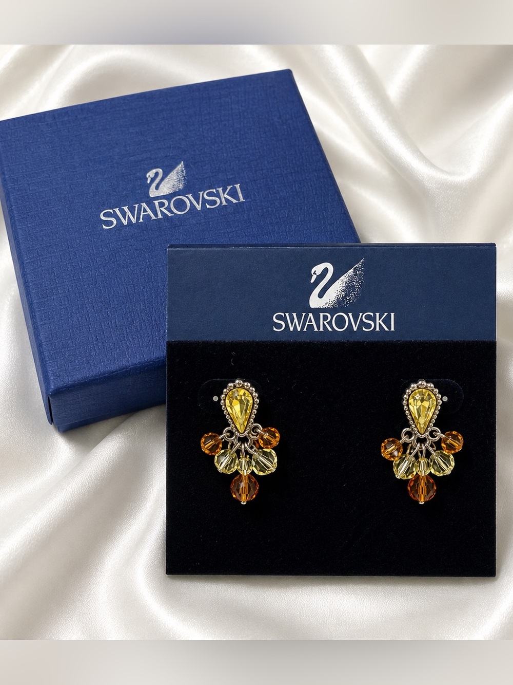 🌟CLEARANCE🌟  Swarovski Crystal Dangle Earrings 14K Gold Posts w/ Box 151391